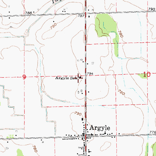 Topographic Map of Argyle School, MI