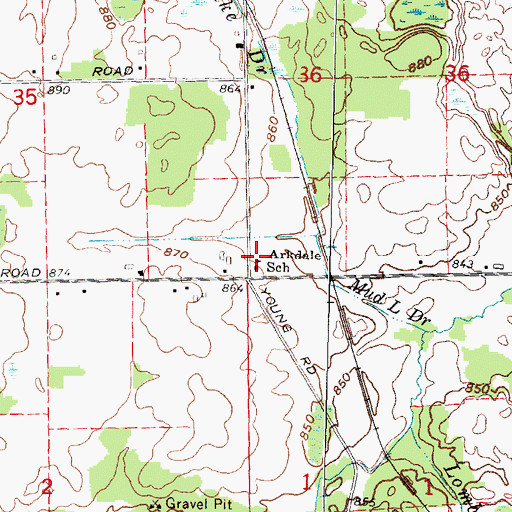 Topographic Map of Arkdale School, MI