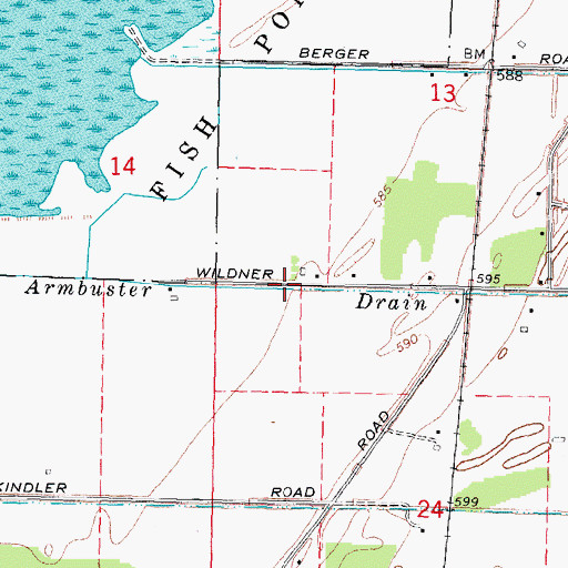 Topographic Map of Armbuster Drain, MI