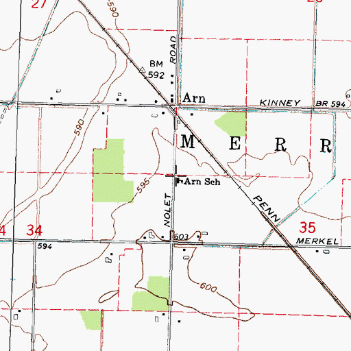 Topographic Map of Arn School, MI