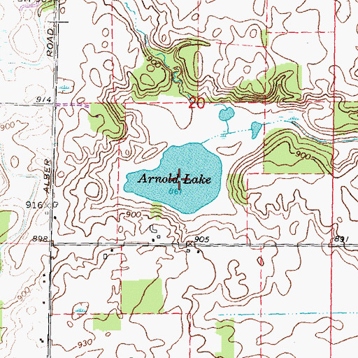 Topographic Map of Arnold Lake, MI