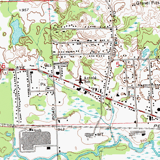 Topographic Map of Arnold School, MI