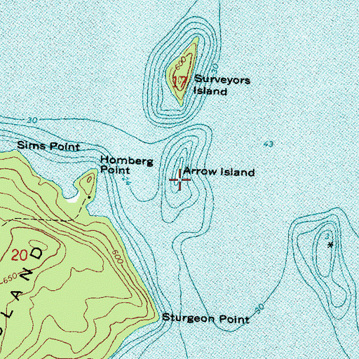 Topographic Map of Arrow Island, MI