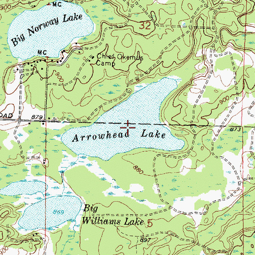 Topographic Map of Arrowhead Lake, MI