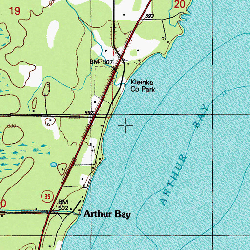 Topographic Map of Arthur Bay, MI