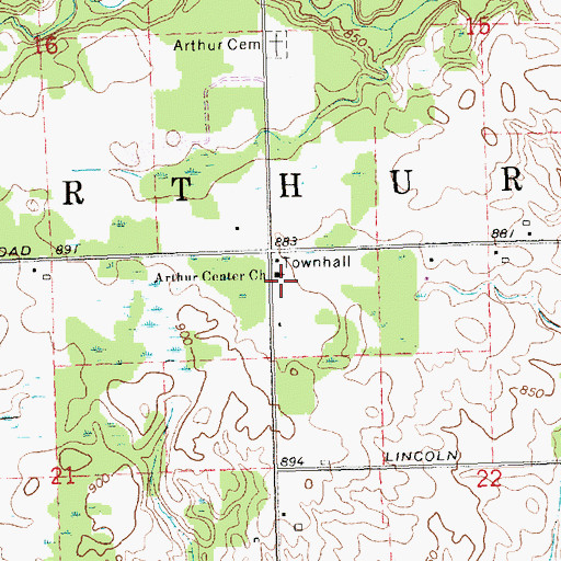 Topographic Map of Arthur Center Church, MI