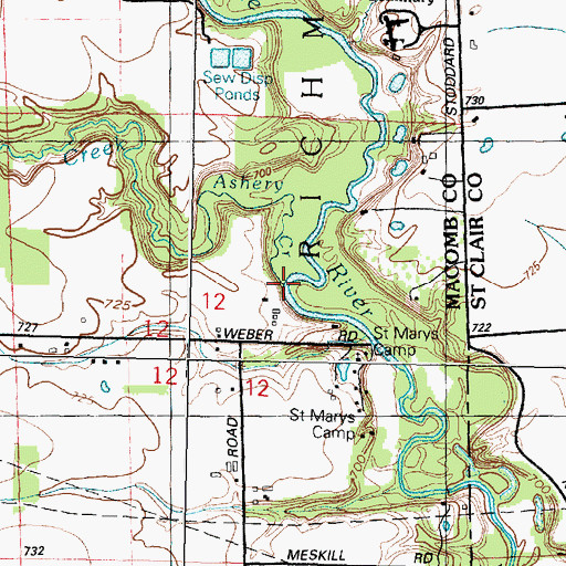 Topographic Map of Ashery Creek, MI