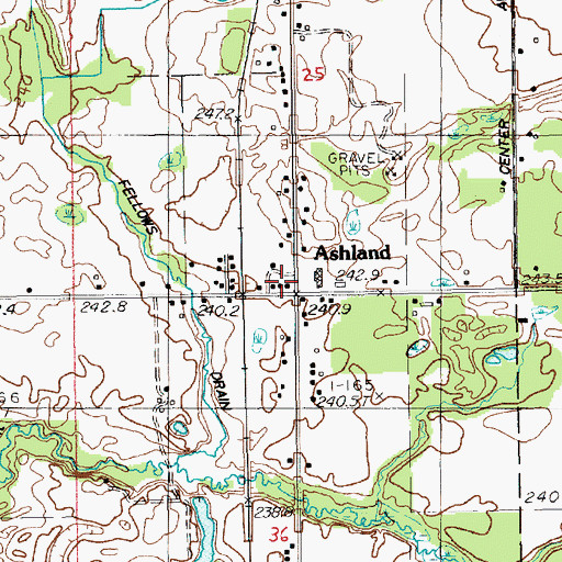 Topographic Map of Ashland, MI