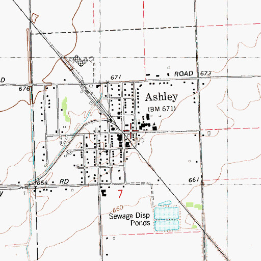 Topographic Map of Ashley, MI