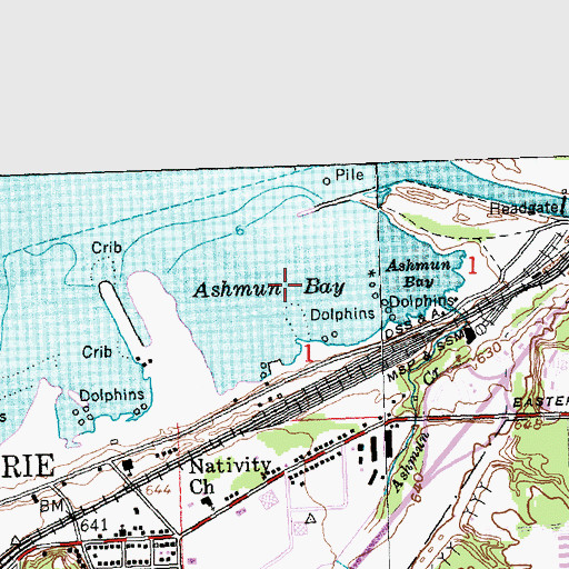 Topographic Map of Ashmun Bay, MI