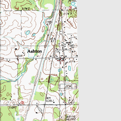 Topographic Map of Ashton, MI