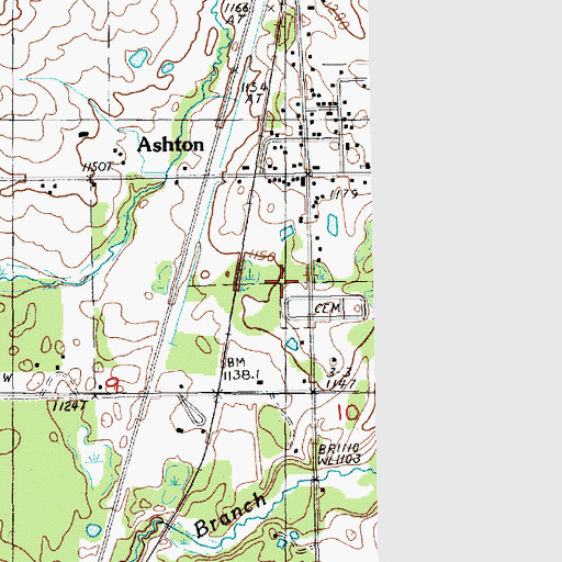 Topographic Map of Ashton Cemetery, MI