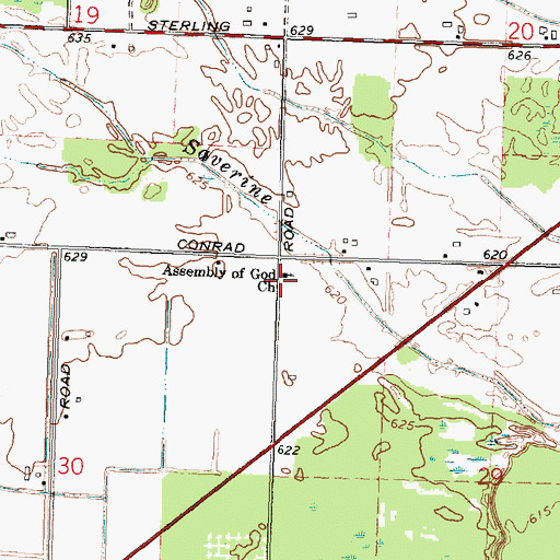 Topographic Map of Assembly of God Church, MI