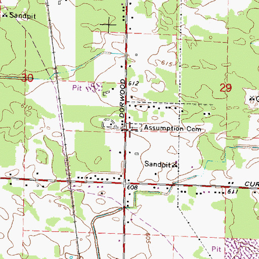 Topographic Map of Assumption Cemetery, MI