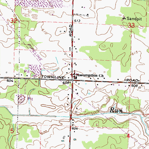 Topographic Map of Assumption Church, MI
