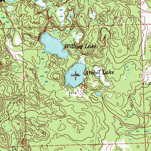 Topographic Map of Atchel Lake, MI