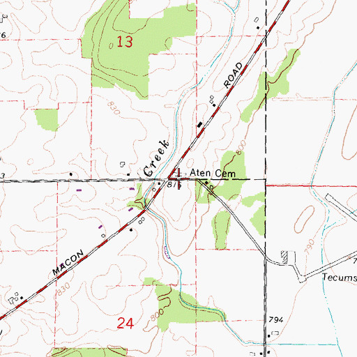 Topographic Map of Aten Cemetery, MI