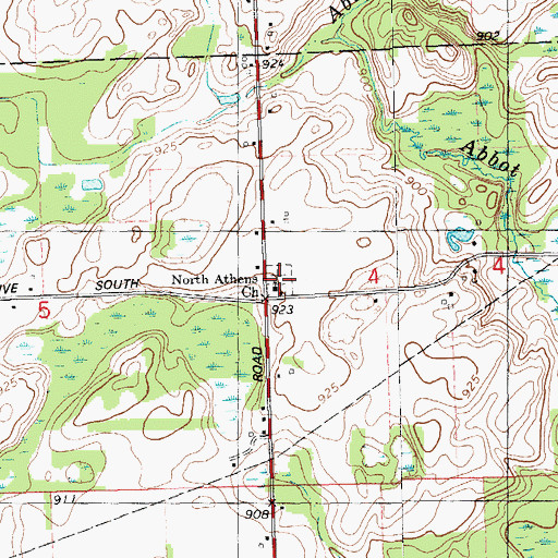 Topographic Map of Athens Church, MI