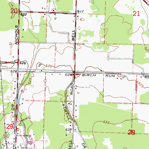 Topographic Map of Atwell Drain, MI