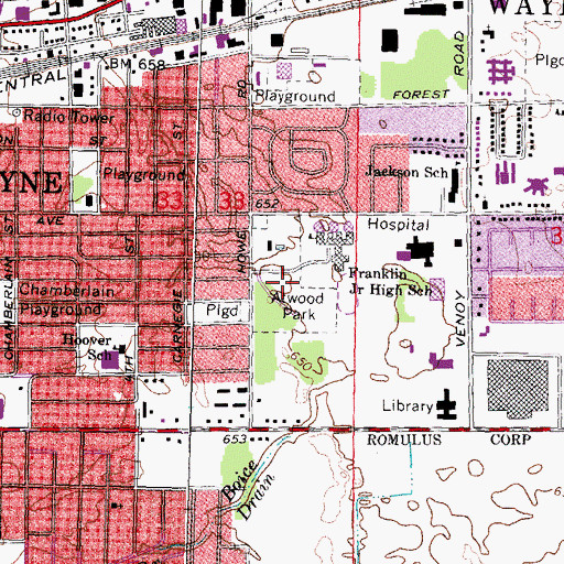 Topographic Map of Atwood Park, MI