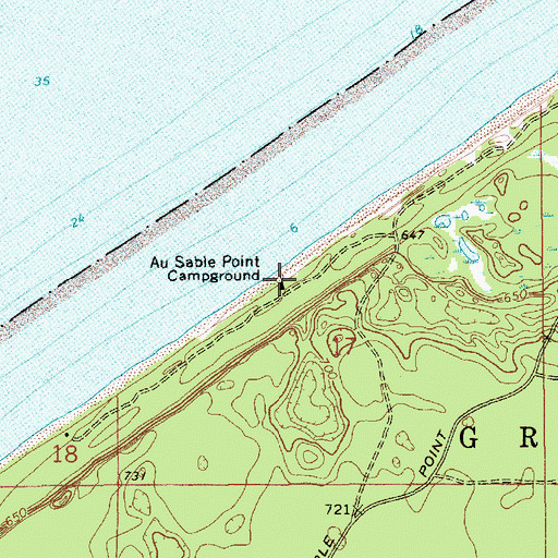 Topographic Map of Au Sable Point Campground, MI