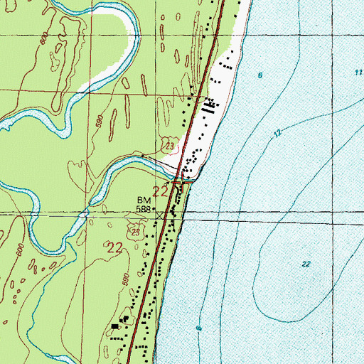 Topographic Map of Old Au Sable River, MI