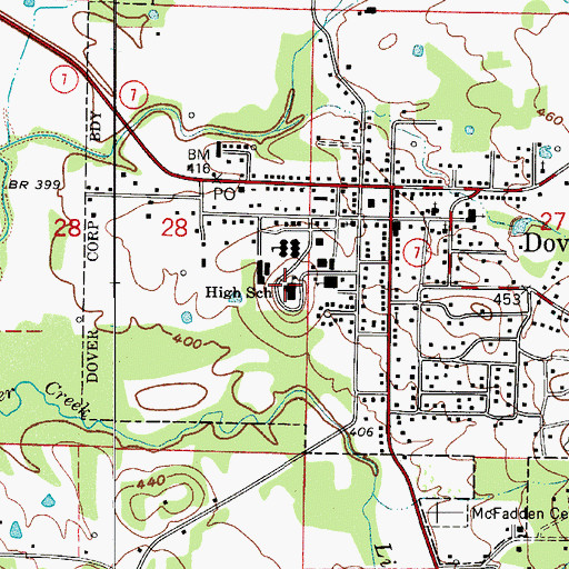 Topographic Map of Dover College (historical), AR