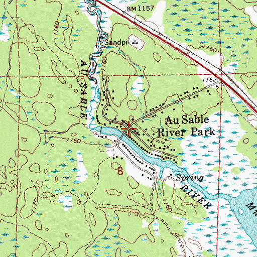 Topographic Map of Au Sable River Park, MI
