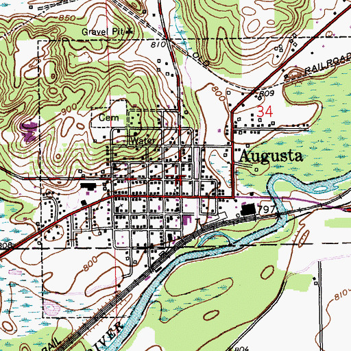 Topographic Map of Augusta, MI