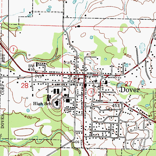 Topographic Map of Dover Elementary School, AR