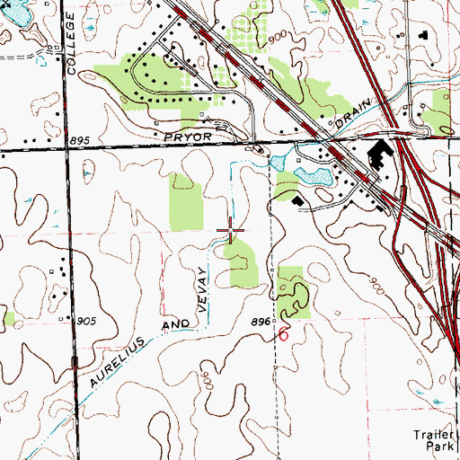 Topographic Map of Aurelius and Vevay Drain, MI