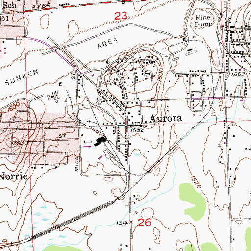 Topographic Map of Aurora, MI