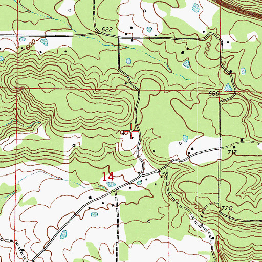 Topographic Map of Pine Hill School (historical), AR