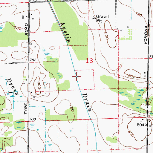 Topographic Map of Austin Drain, MI
