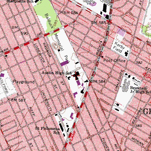 Topographic Map of Austin High School, MI