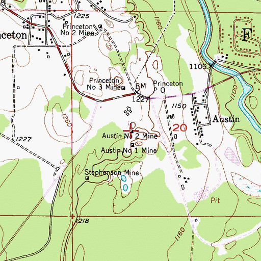 Topographic Map of Austin Number Two Mine, MI