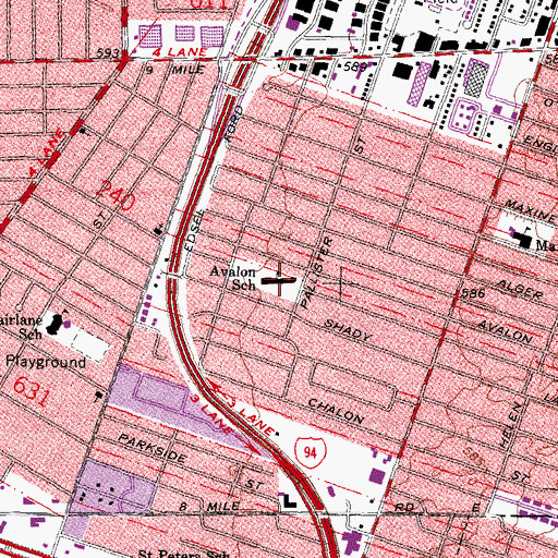 Topographic Map of Avalon School, MI