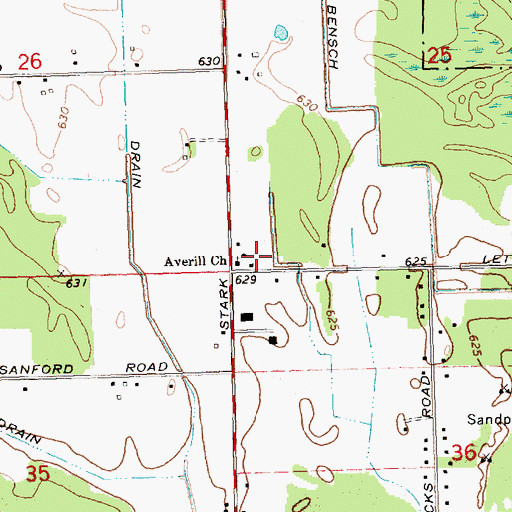 Topographic Map of Averill Church, MI