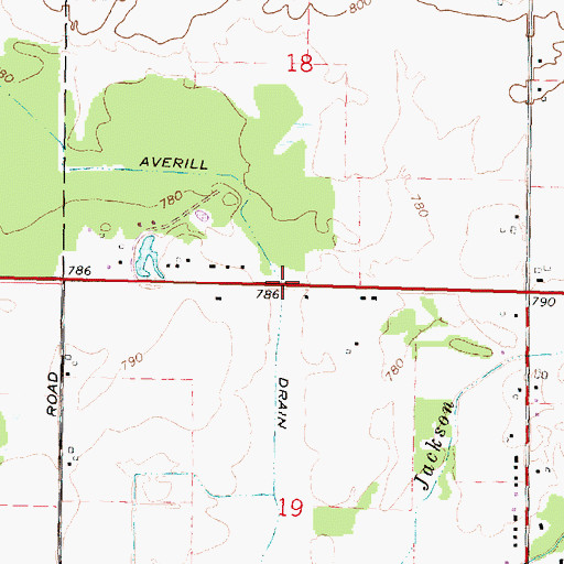 Topographic Map of Averill Drain, MI