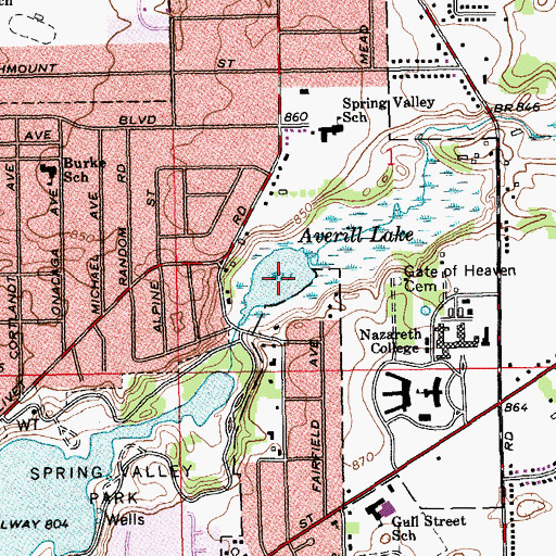Topographic Map of Averill Lake, MI