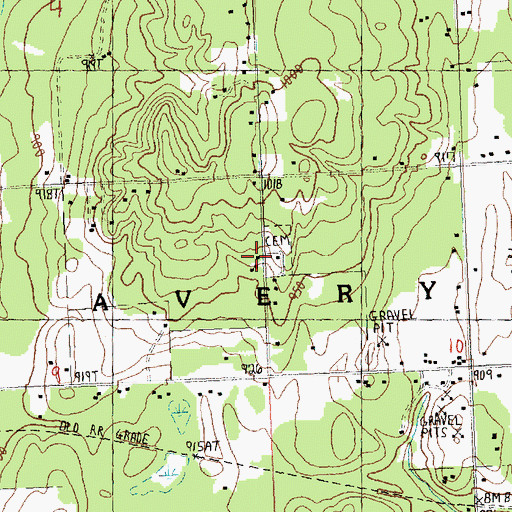 Topographic Map of Avery Cemetery, MI