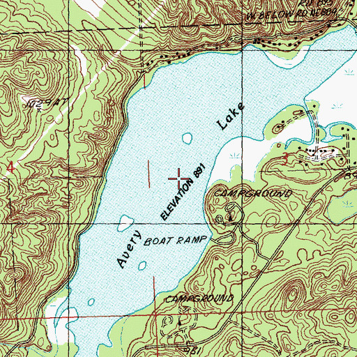Topographic Map of Avery Lake, MI