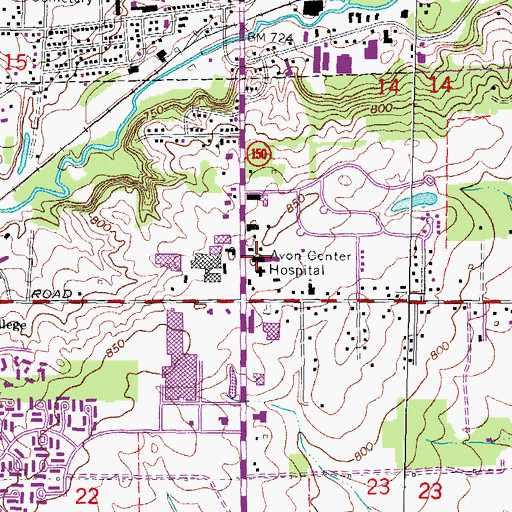 Topographic Map of Avon Center Hospital, MI