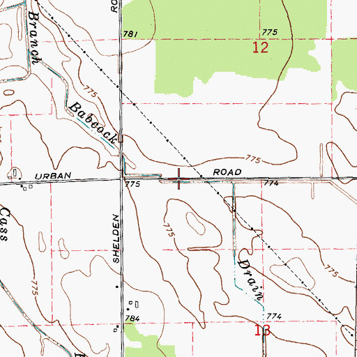 Topographic Map of Babcock Drain, MI