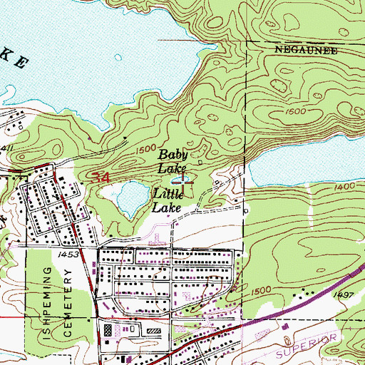 Topographic Map of Baby Lake, MI