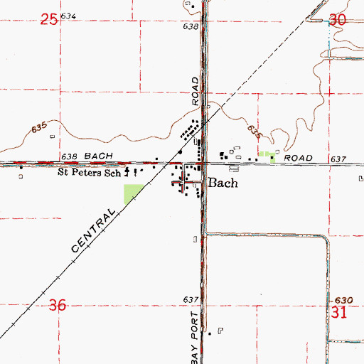Topographic Map of Bach, MI