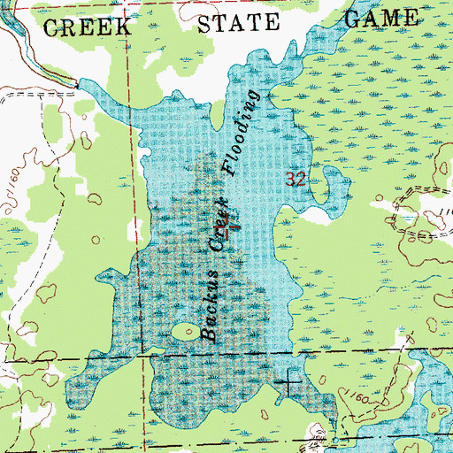 Topographic Map of Backus Creek Flooding, MI