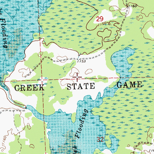 Topographic Map of Backus Creek State Game Area, MI