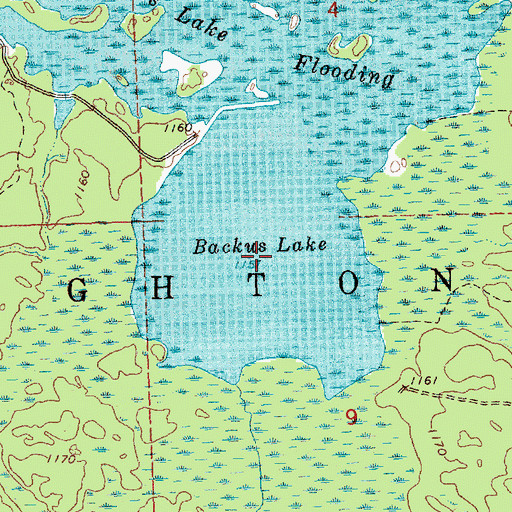 Topographic Map of Backus Lake, MI