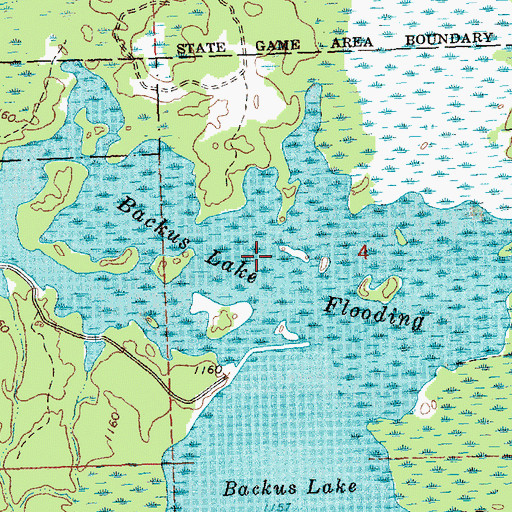 Topographic Map of Backus Lake Flooding, MI